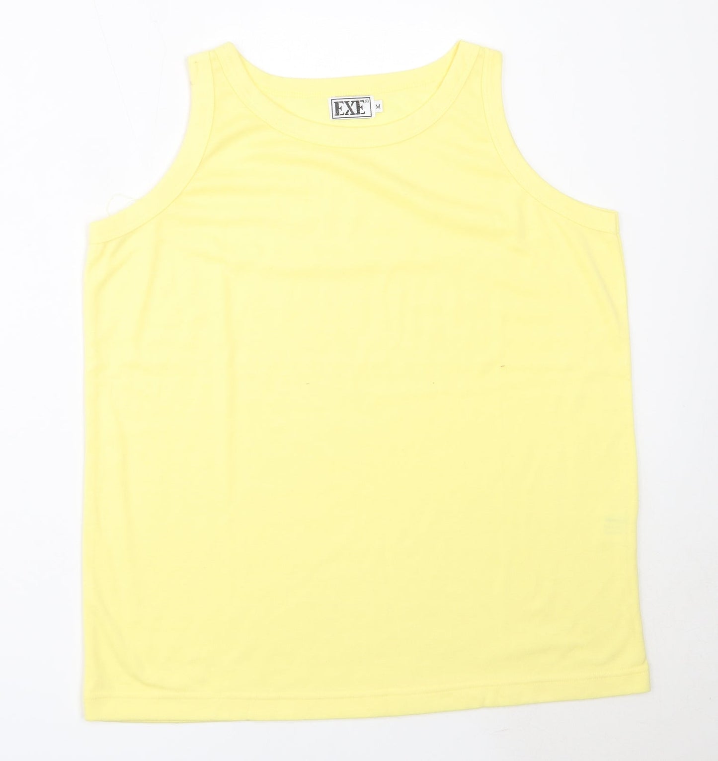 EXE Womens Yellow  Cotton Basic Tank Size M Round Neck