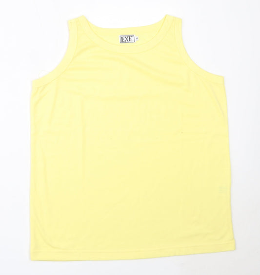 EXE Womens Yellow  Cotton Basic Tank Size M Round Neck