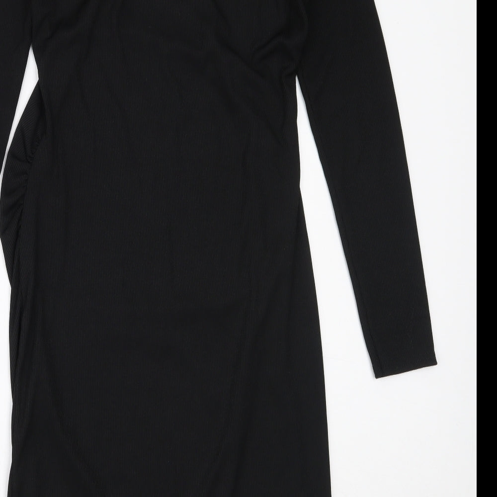 Boohoo Womens Black  Polyester Bodycon  Size 12  Round Neck