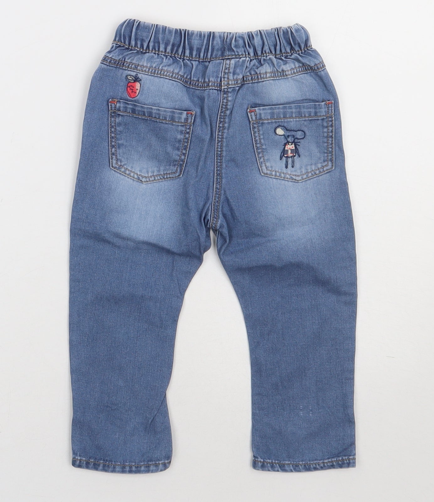 NEXT Girls Blue  Cotton Capri Jeans Size 12-18 Months  Tie