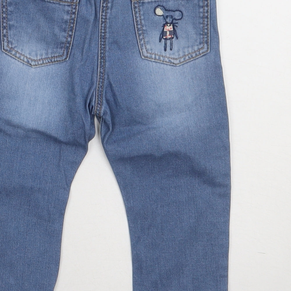 NEXT Girls Blue  Cotton Capri Jeans Size 12-18 Months  Tie