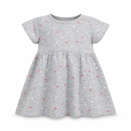 H&M Girls Grey Polka Dot Cotton A-Line  Size 2 Years  Crew Neck Pullover - heart print