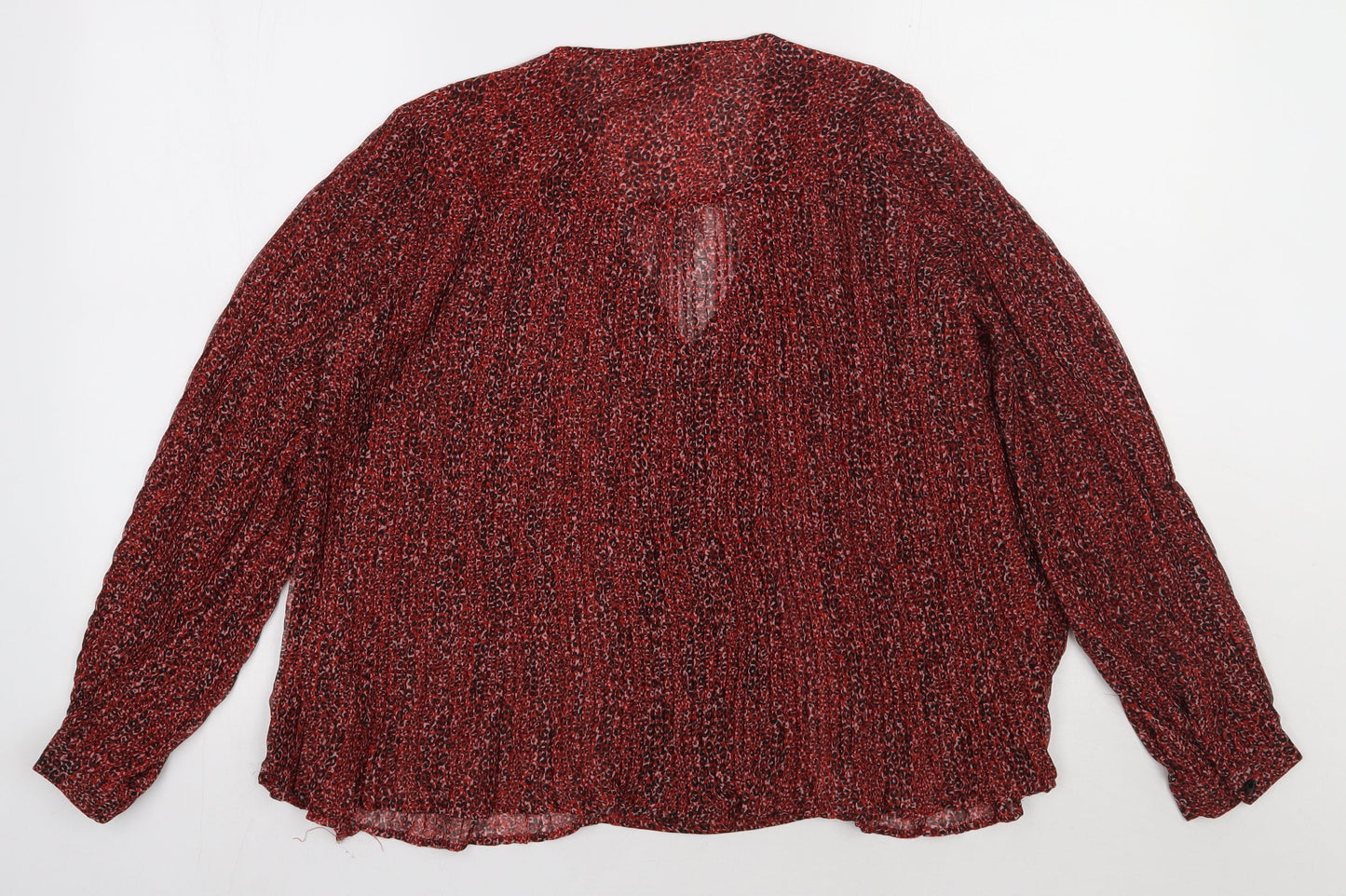 Topshop Womens Red Animal Print Polyester Basic Blouse Size 8 V-Neck