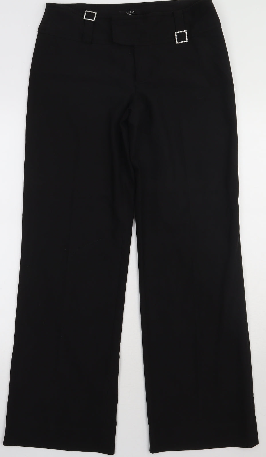 VILA Womens Black  Polyester Trousers  Size M L32 in Regular Hook & Eye