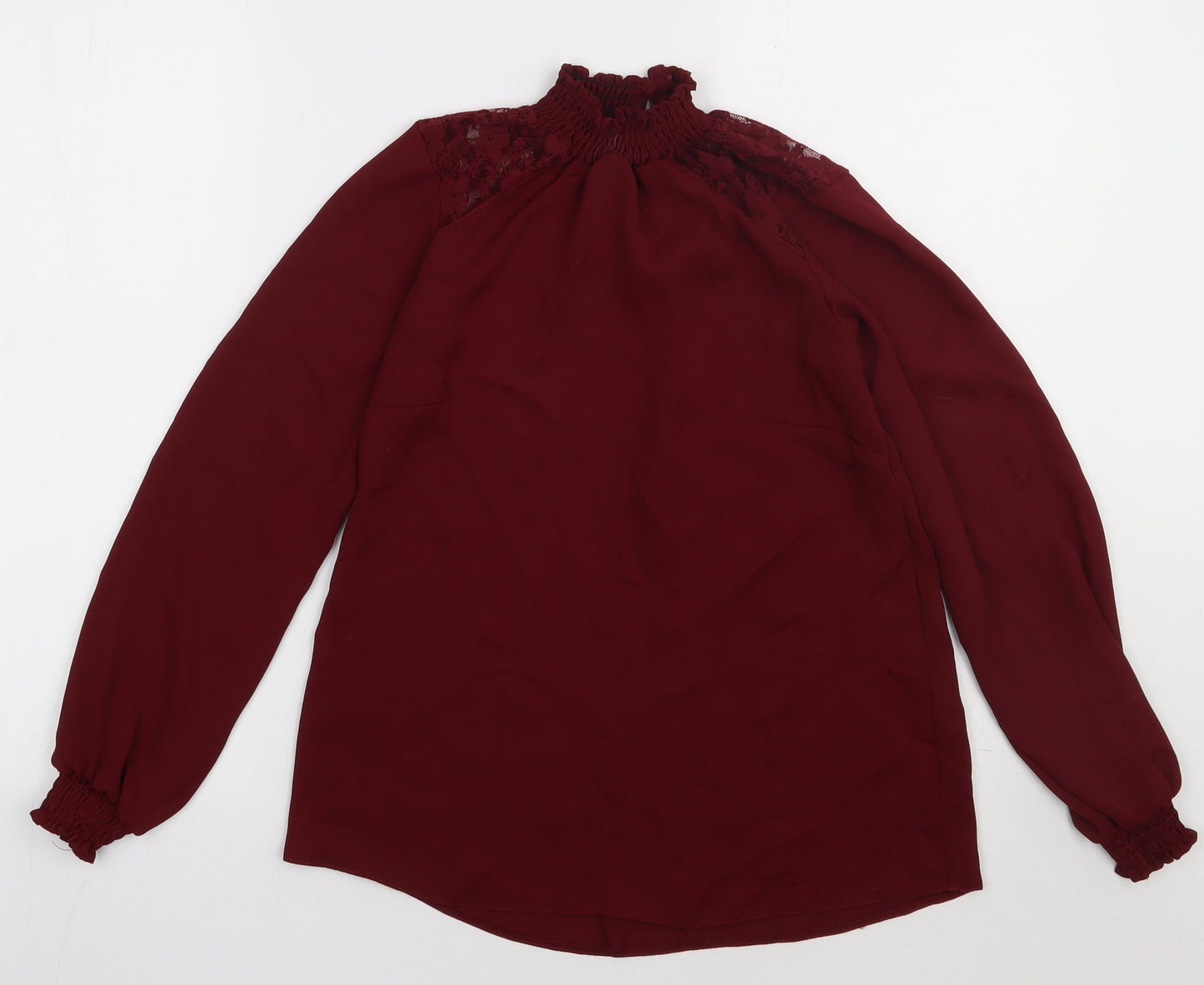 Select Womens Red  Polyester Basic Blouse Size 6 Collared