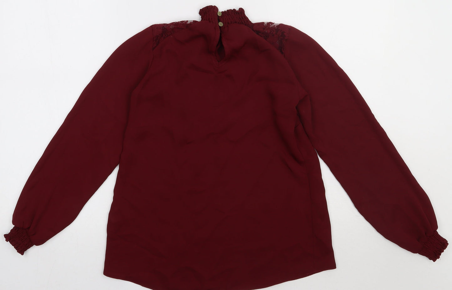 Select Womens Red  Polyester Basic Blouse Size 6 Collared