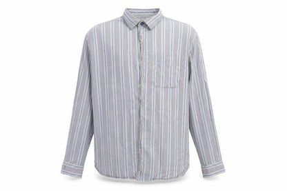 Debenhams Mens Blue Striped Cotton  Button-Up Size L Collared Button