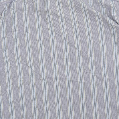 Debenhams Mens Blue Striped Cotton  Button-Up Size L Collared Button