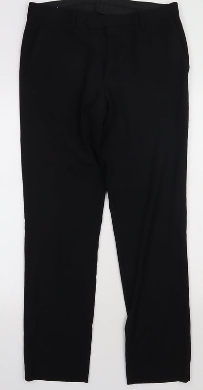 ONESIX5IVE Mens Black  Polyester Trousers  Size 32 L31 in Regular Button