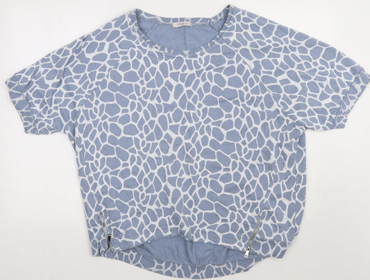 Obsession Womens Blue Animal Print Cotton  Sweatshirt Size XL  Pullover