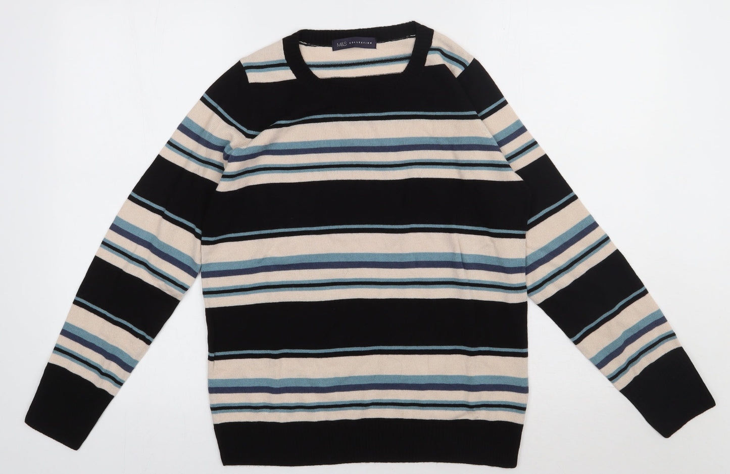 Marks and Spencer Womens Multicoloured Striped Acrylic Pullover Sweatshirt Size 12  Pullover