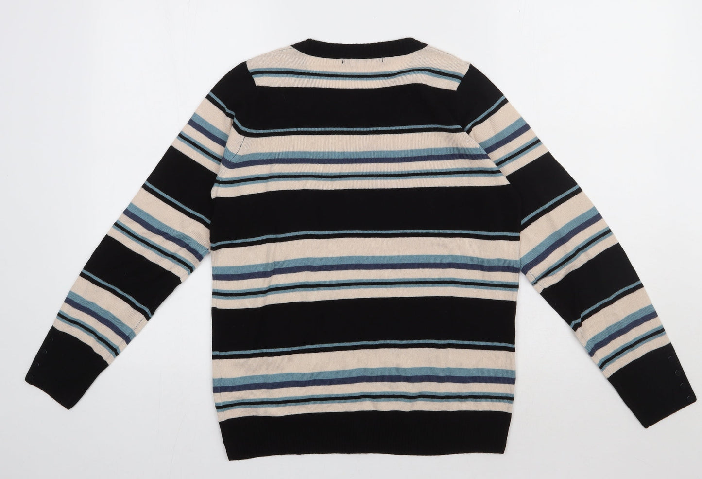 Marks and Spencer Womens Multicoloured Striped Acrylic Pullover Sweatshirt Size 12  Pullover