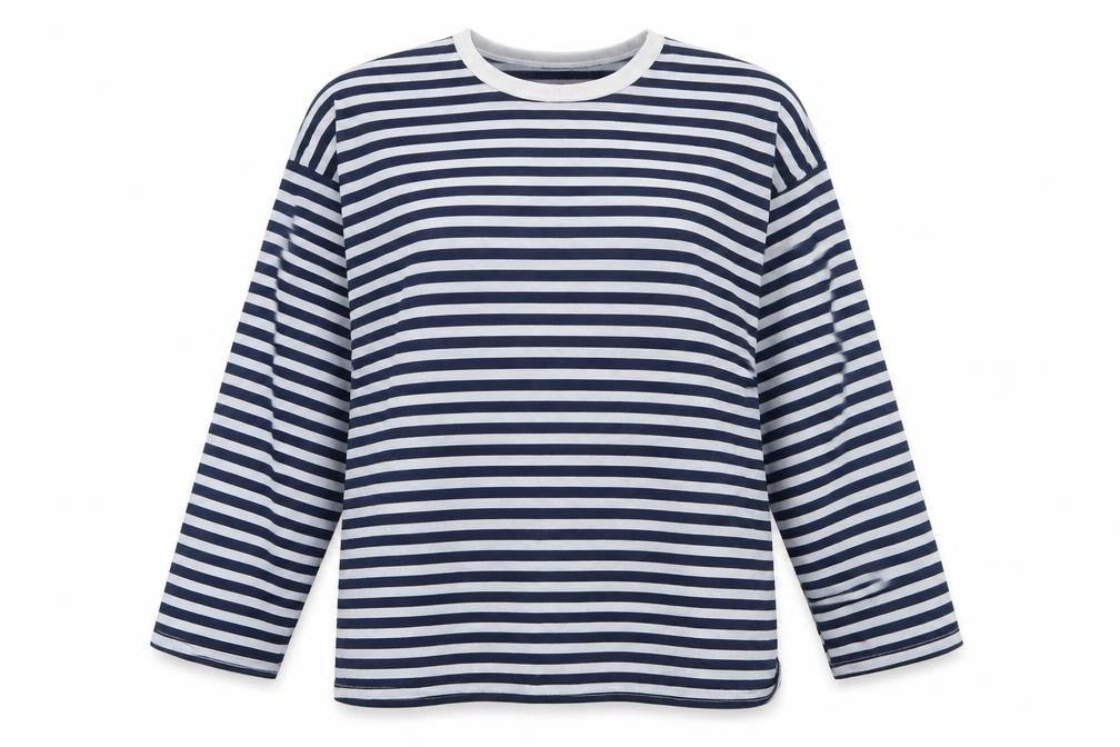 I SAW IT FIRST Womens Blue Striped Polyester Pullover Sweatshirt Size 8  Pullover