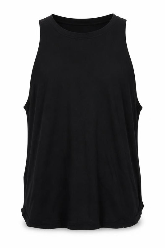 Preworn Mens Black  Polyester Basic Tank Size M Scoop Neck Pullover