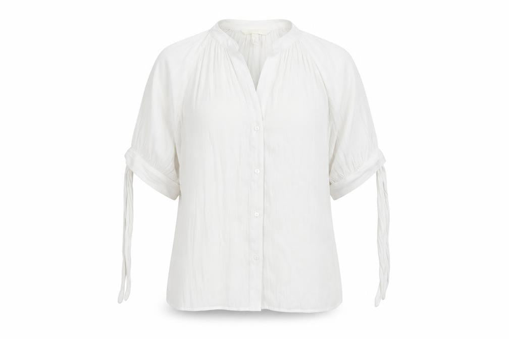H&M Womens White  Polyester Basic Button-Up Size 8 V-Neck