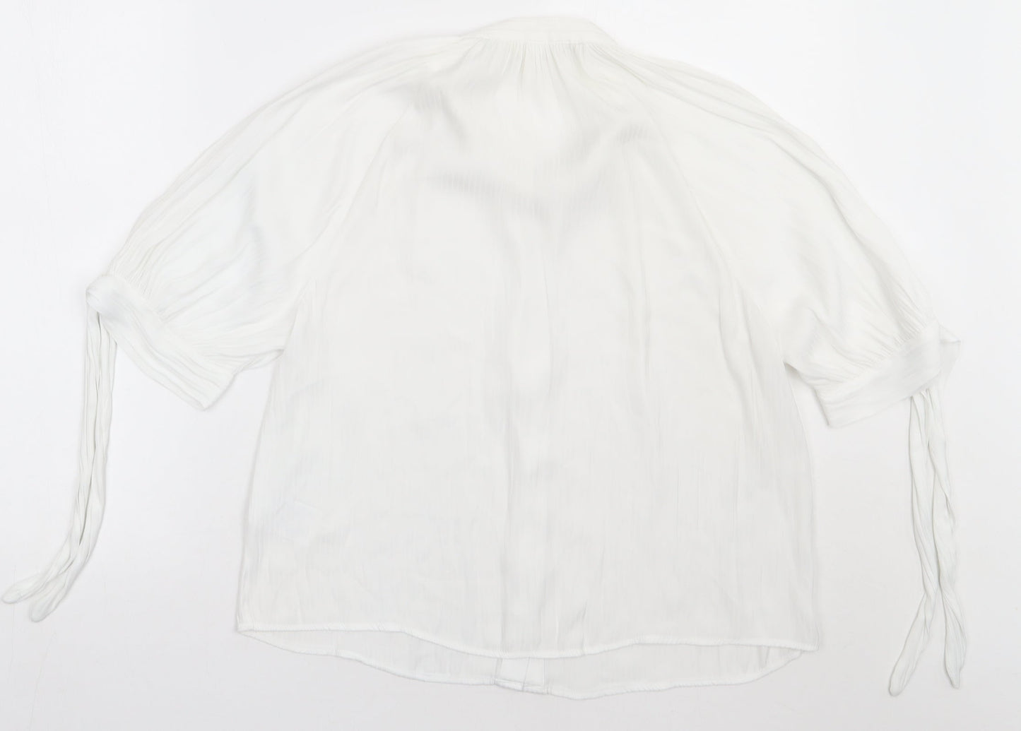 H&M Womens White  Polyester Basic Button-Up Size 8 V-Neck