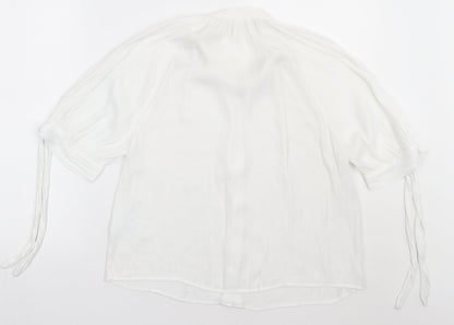 H&M Womens White  Polyester Basic Button-Up Size 8 V-Neck