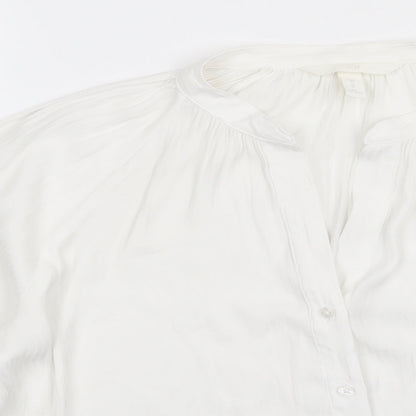H&M Womens White  Polyester Basic Button-Up Size 8 V-Neck