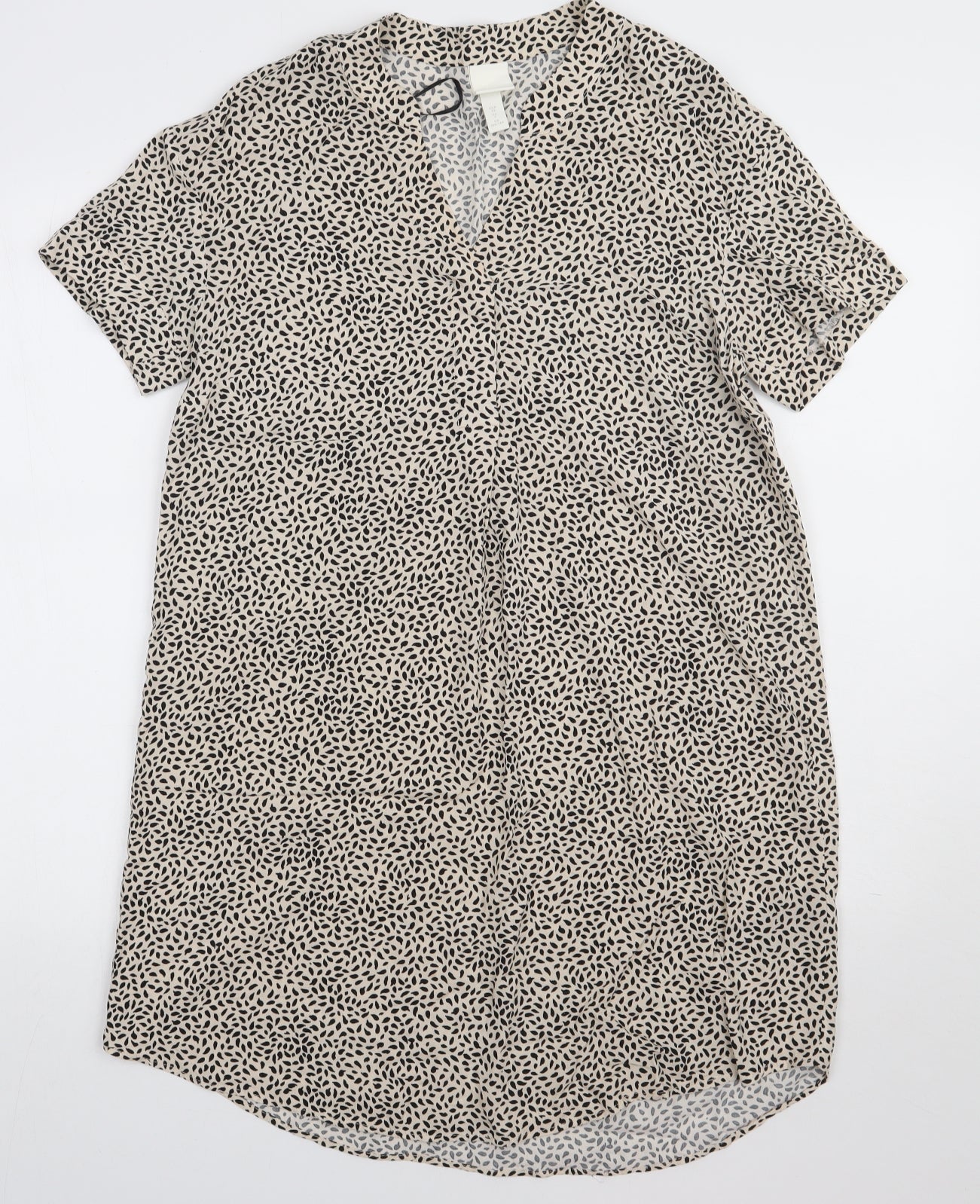 H&M Womens Brown Animal Print Viscose A-Line  Size 4  V-Neck Pullover