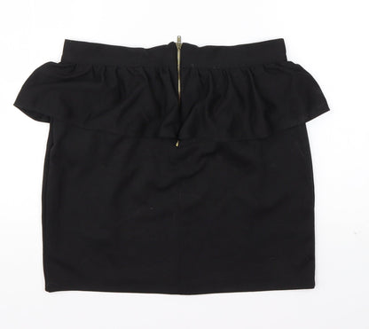 New Look Womens Black  Polyester A-Line Skirt Size 12   Zip