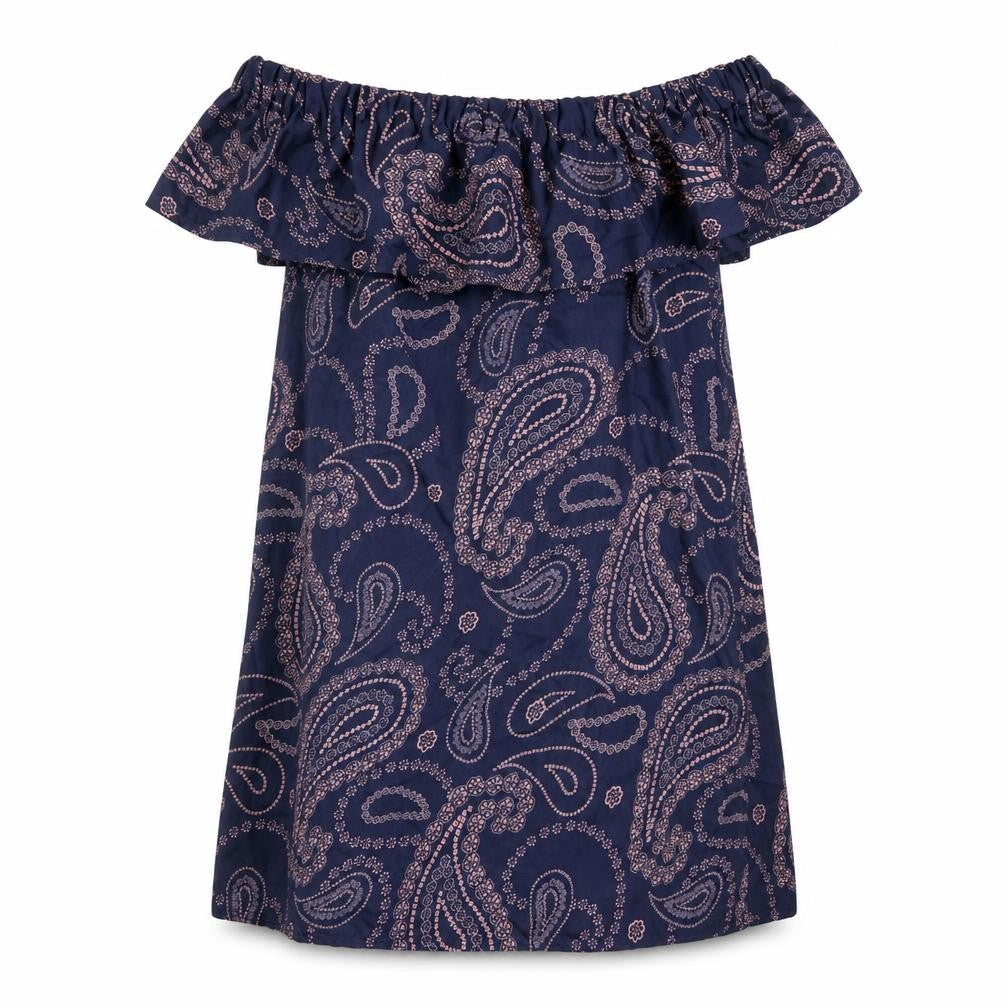 Primark Womens Blue Paisley Polyester A-Line  Size 12  Off the Shoulder Pullover