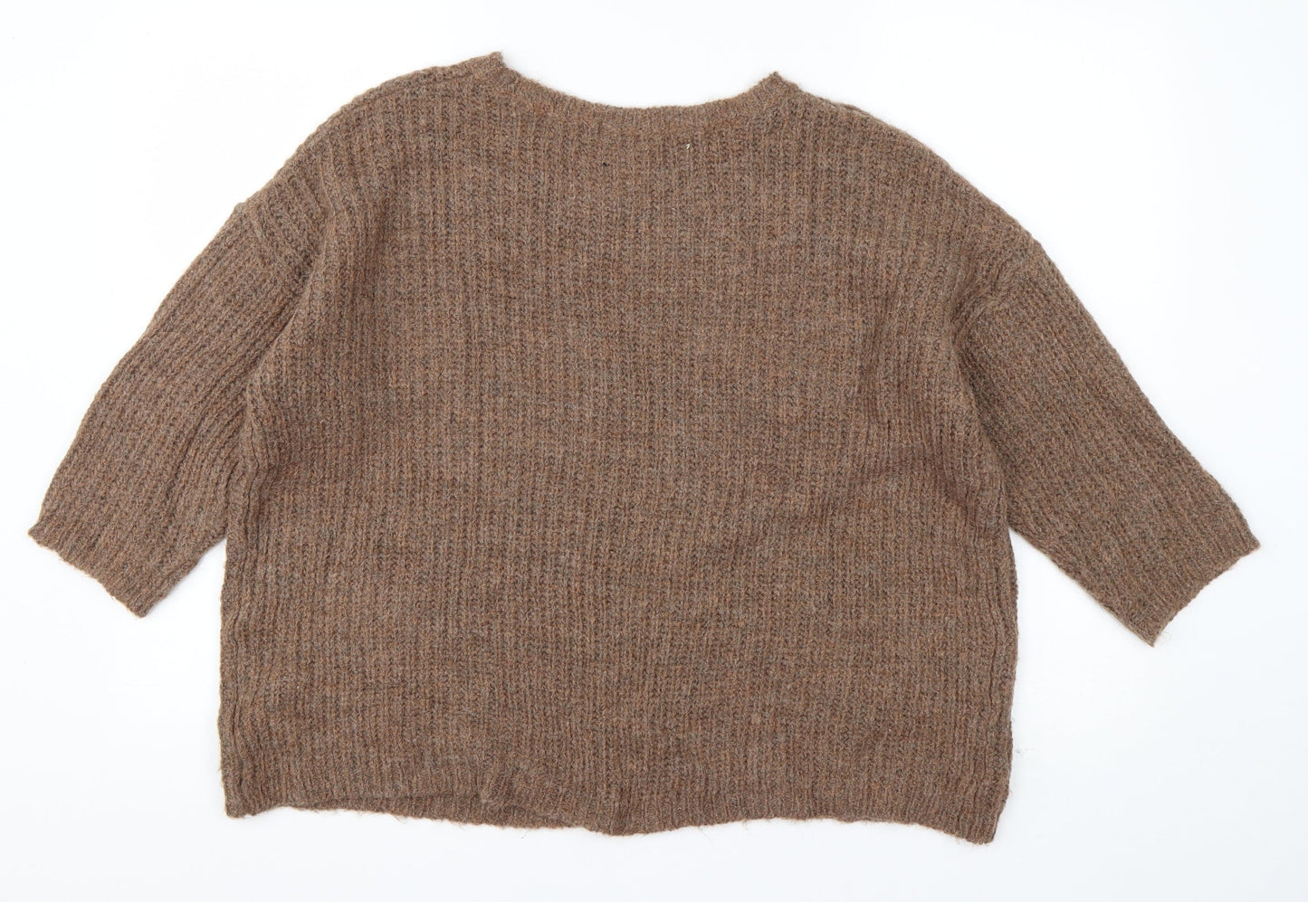 Marks and Spencer Womens Brown Round Neck  Acrylic Pullover Jumper Size 16