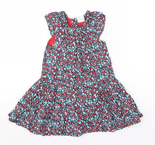 Mini Club Girls Blue Geometric Cotton A-Line  Size 18-24 Months  Round Neck Pullover