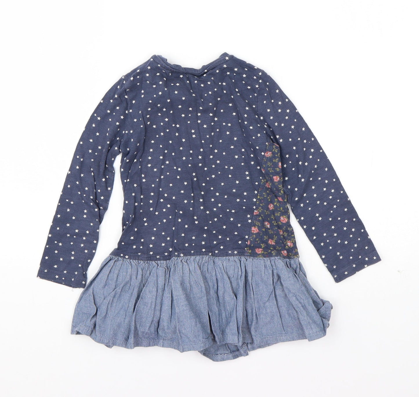 NEXT Girls Blue Geometric Cotton T-Shirt Dress  Size 18-24 Months  Round Neck Pullover - Smile