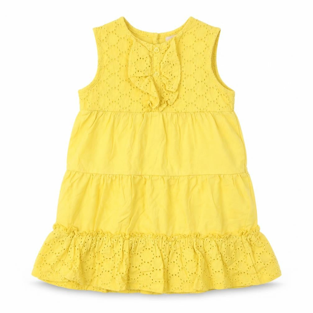Mini Club Girls Yellow  Cotton T-Shirt Dress  Size 18-24 Months  Round Neck Pullover