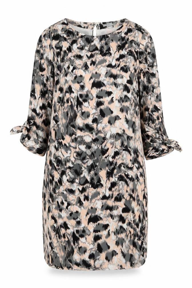 H&M Womens Grey Geometric Polyester T-Shirt Dress  Size 8  Round Neck Pullover