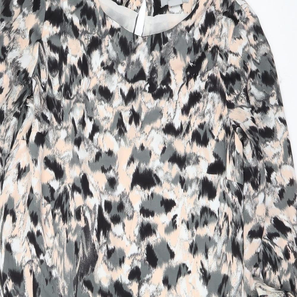 H&M Womens Grey Geometric Polyester T-Shirt Dress  Size 8  Round Neck Pullover
