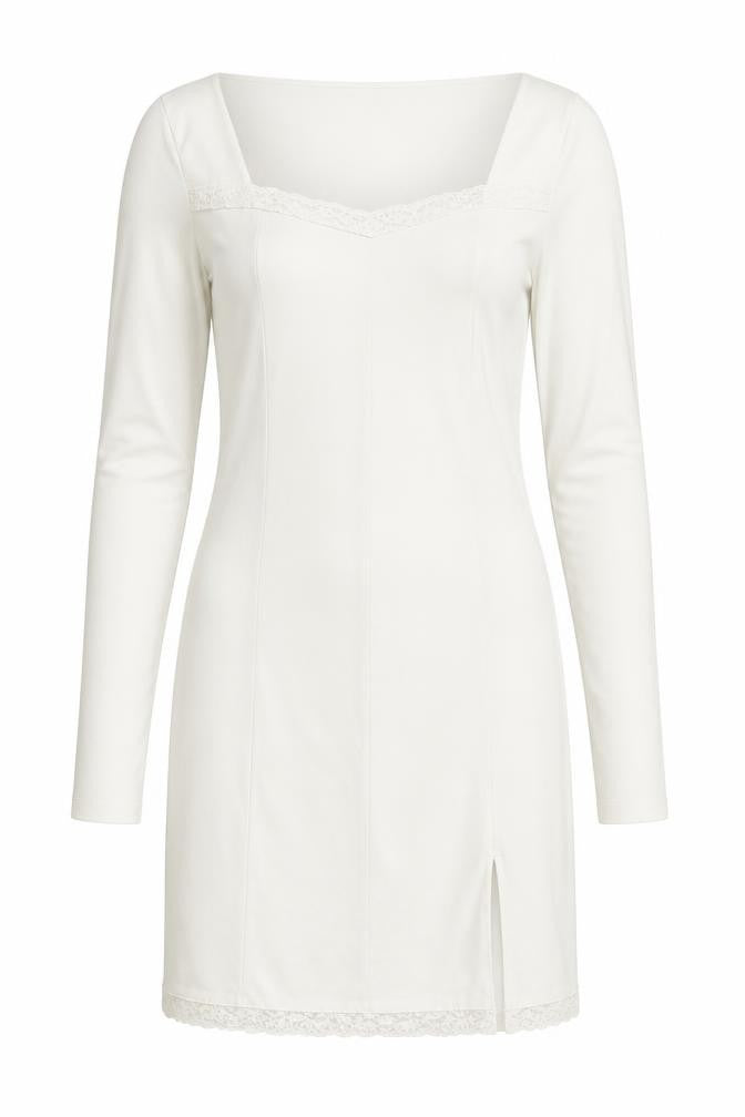 Preworn Womens White  Cotton Bodycon  Size L  Sweetheart Pullover