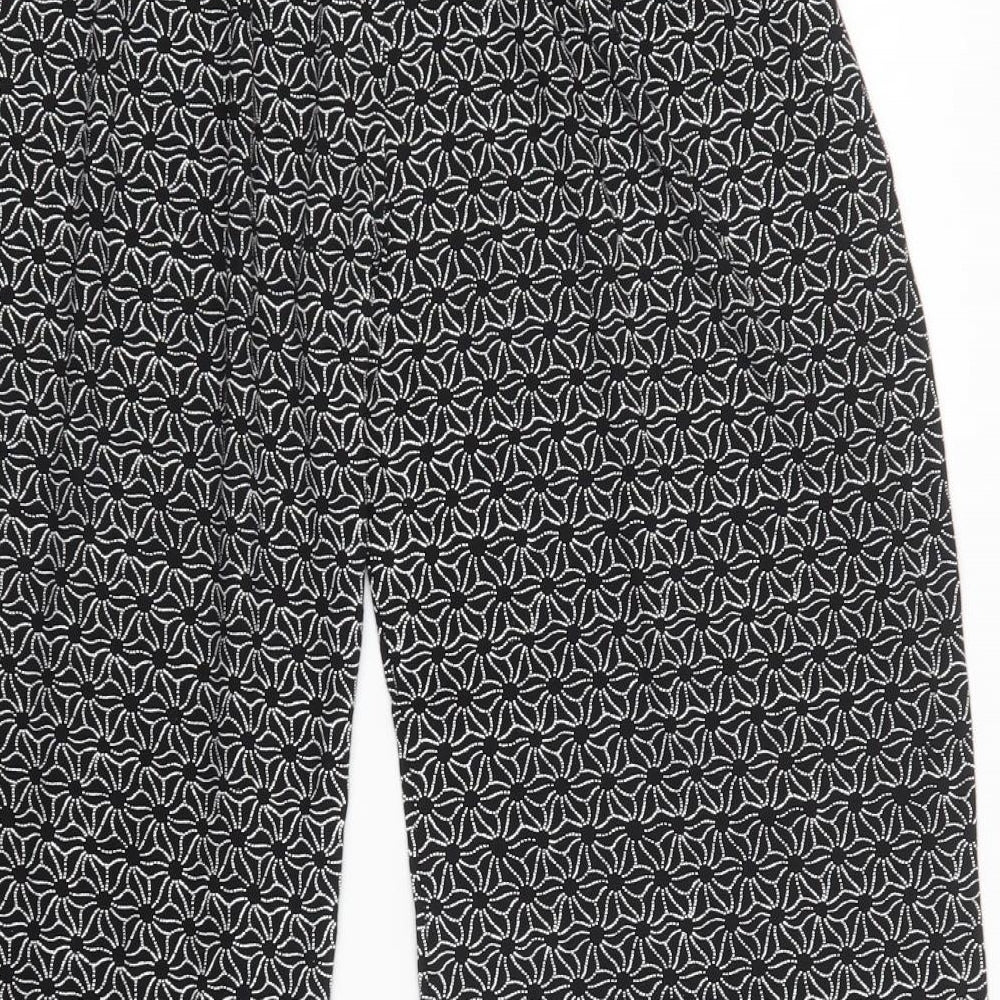 Preworn Womens Black Floral Polyester Trousers  Size S L29 in Regular