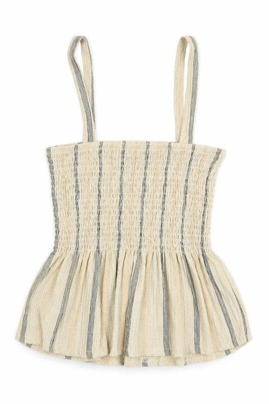 Select Womens Beige Striped Polyester Camisole Blouse Size S Square Neck