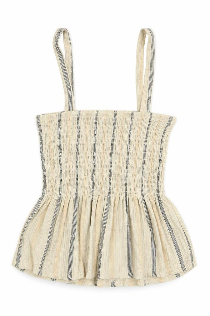 Select Womens Beige Striped Polyester Camisole Blouse Size S Square Neck