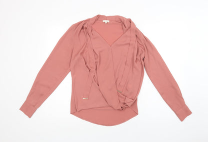 Preloved River Island Womens Pink  Polyester Basic Blouse Size 8 V-Neck - Front