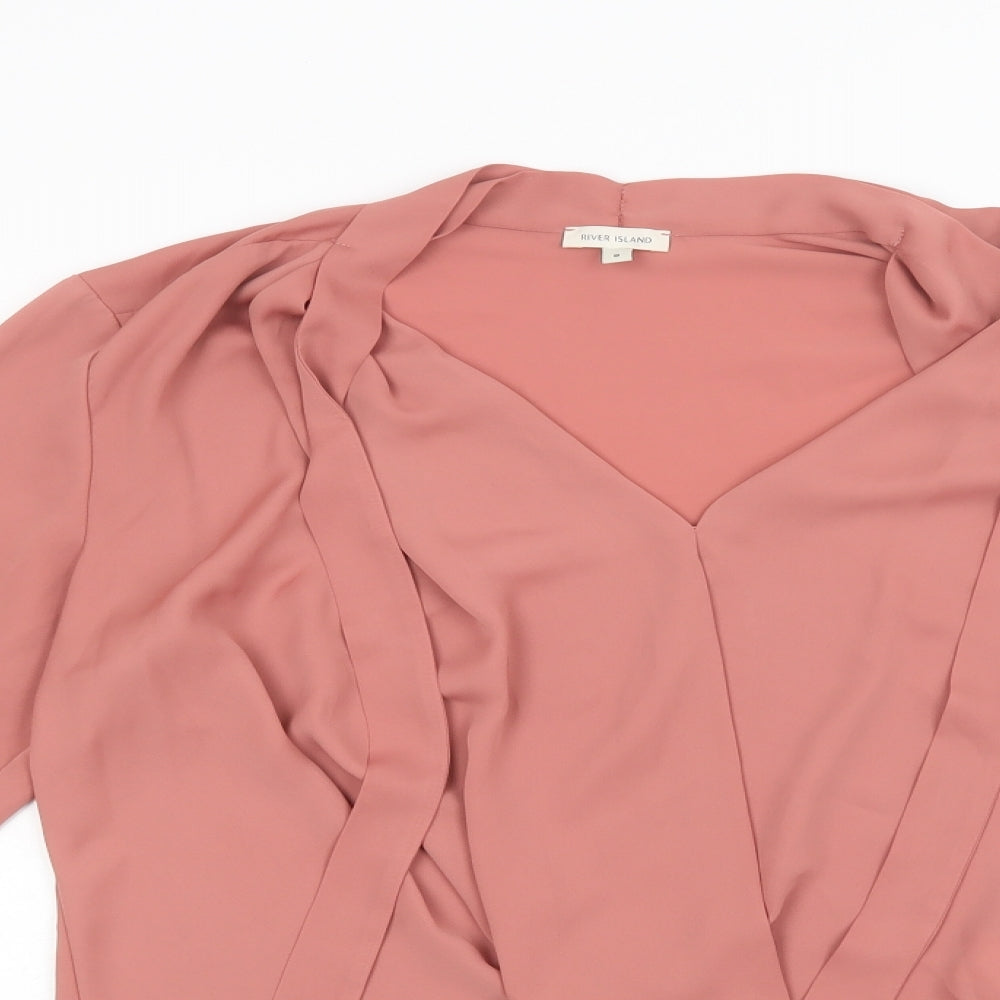 River Island Womens Pink  Polyester Basic Blouse Size 8 V-Neck
