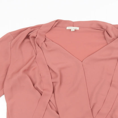 Preloved River Island Womens Pink  Polyester Basic Blouse Size 8 V-Neck - Detail