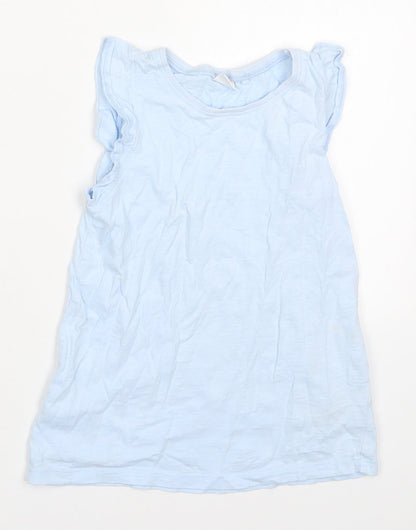 Next Girls Blue  Cotton Basic Tank Size 6-7 Years Off the Shoulder Pullover