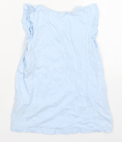 Next Girls Blue  Cotton Basic Tank Size 6-7 Years Off the Shoulder Pullover