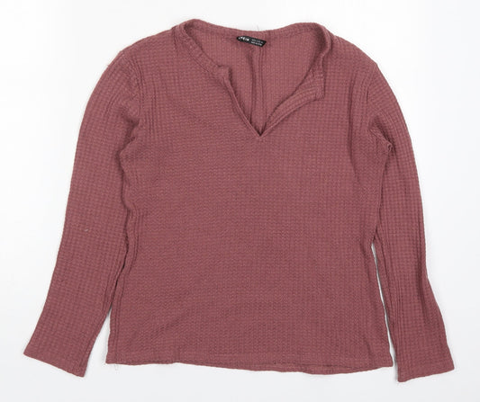 SheIn Womens Pink V-Neck  Polyester Pullover Jumper Size M