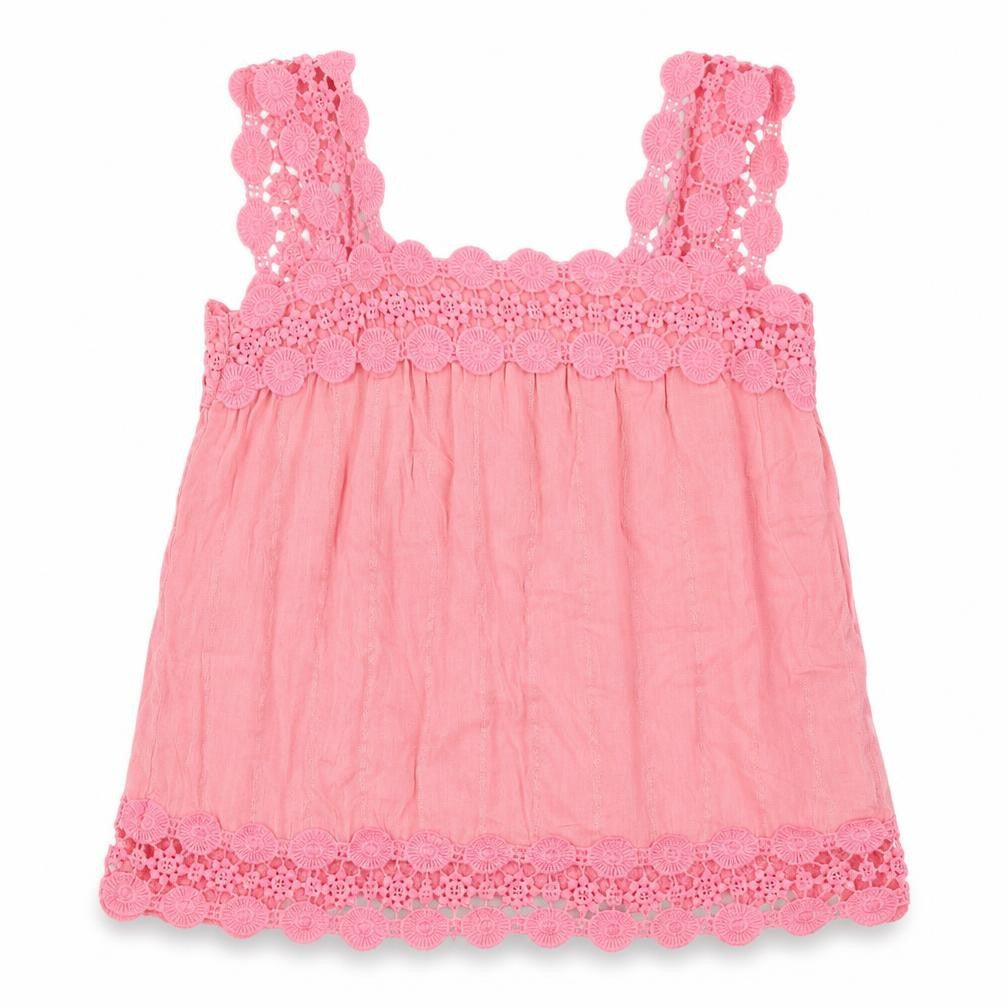 River Island Girls Pink  Cotton Basic Tank Size 5 Years Square Neck Button