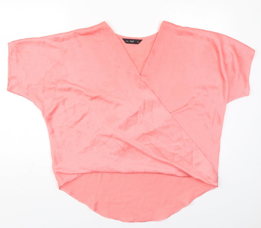 NEXT Womens Pink  Polyester Basic Blouse Size 14 V-Neck