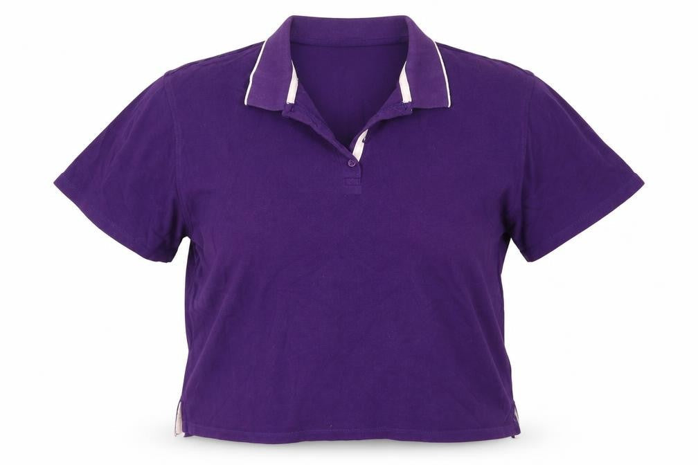 EWM Womens Purple  Cotton Cropped Polo Size XL Collared