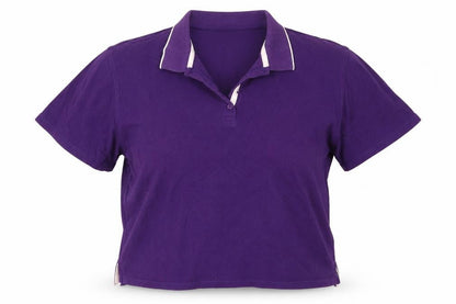 EWM Womens Purple  Cotton Cropped Polo Size XL Collared