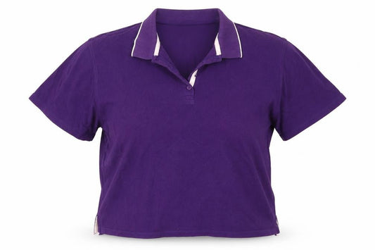 EWM Womens Purple  Cotton Cropped Polo Size XL Collared