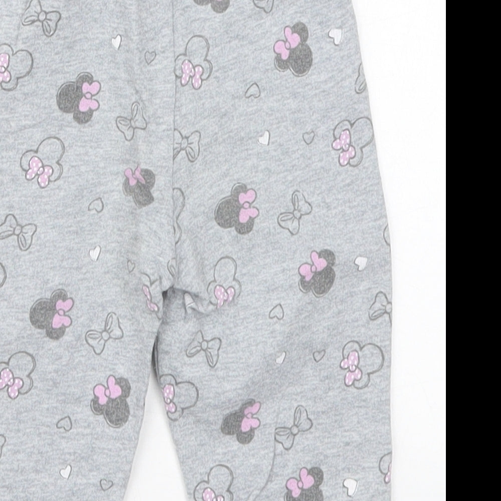 Costo Girls Grey Geometric Cotton Sweatpants Trousers Size 12 Months   - Minnie Mouse