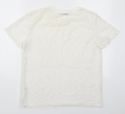 Preloved Atmosphere Womens White  Polyester Basic T-Shirt Size 10 Round Neck - Back