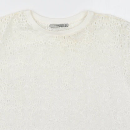 Preloved Atmosphere Womens White  Polyester Basic T-Shirt Size 10 Round Neck - Detail