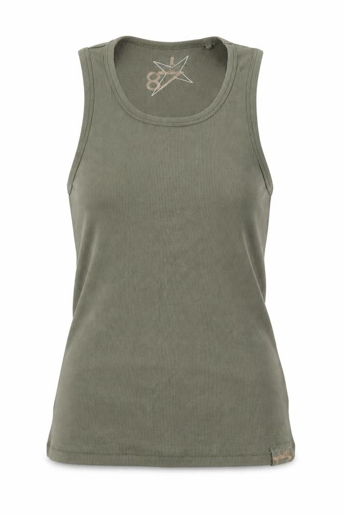 Soviet Jeans Womens Green  Cotton Basic Tank Size L Round Neck